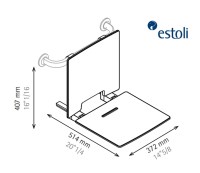 MEDIDAS ASIENTO DUCHA ABATIBLE CON RESPALDO SOLID ESTOLI